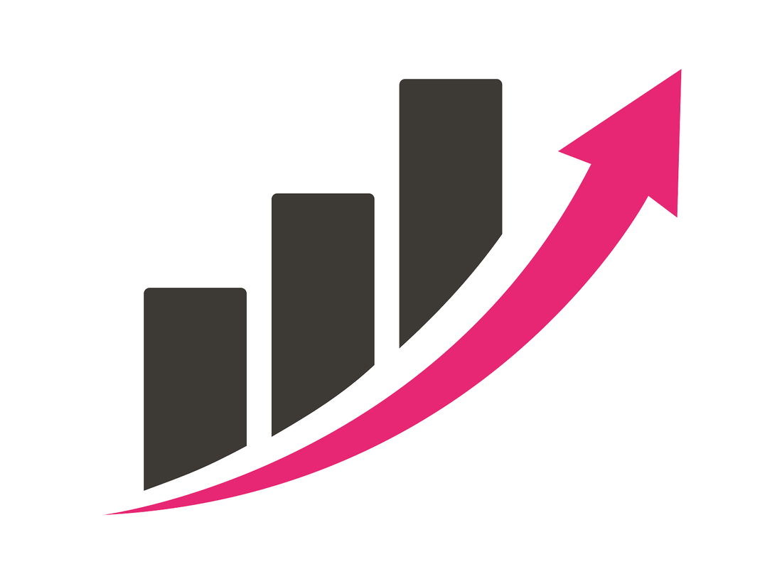 Grey graph with a pink arrow